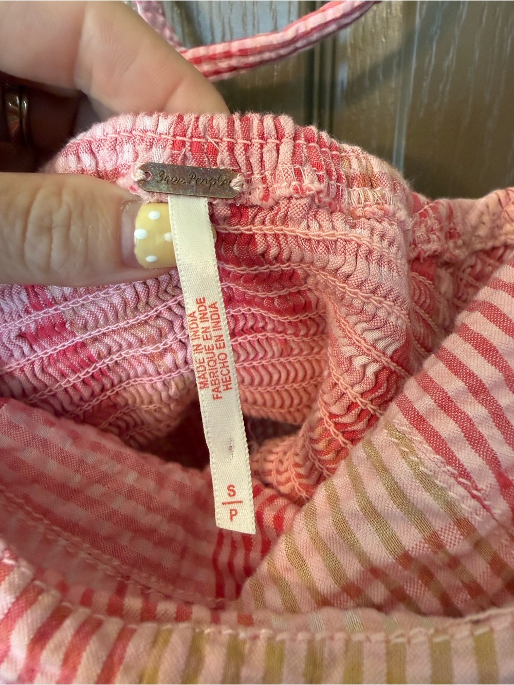 Free People Pink Patchwork Seersucker Mini Dress - Picture 2 of 3